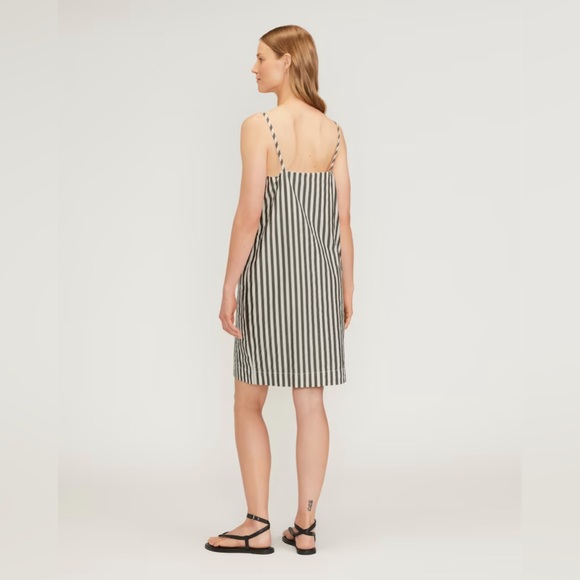 Everlane NWT The Poplin Slip Dress Bone / Black Stripe Size 2 - Picture 2 of 7